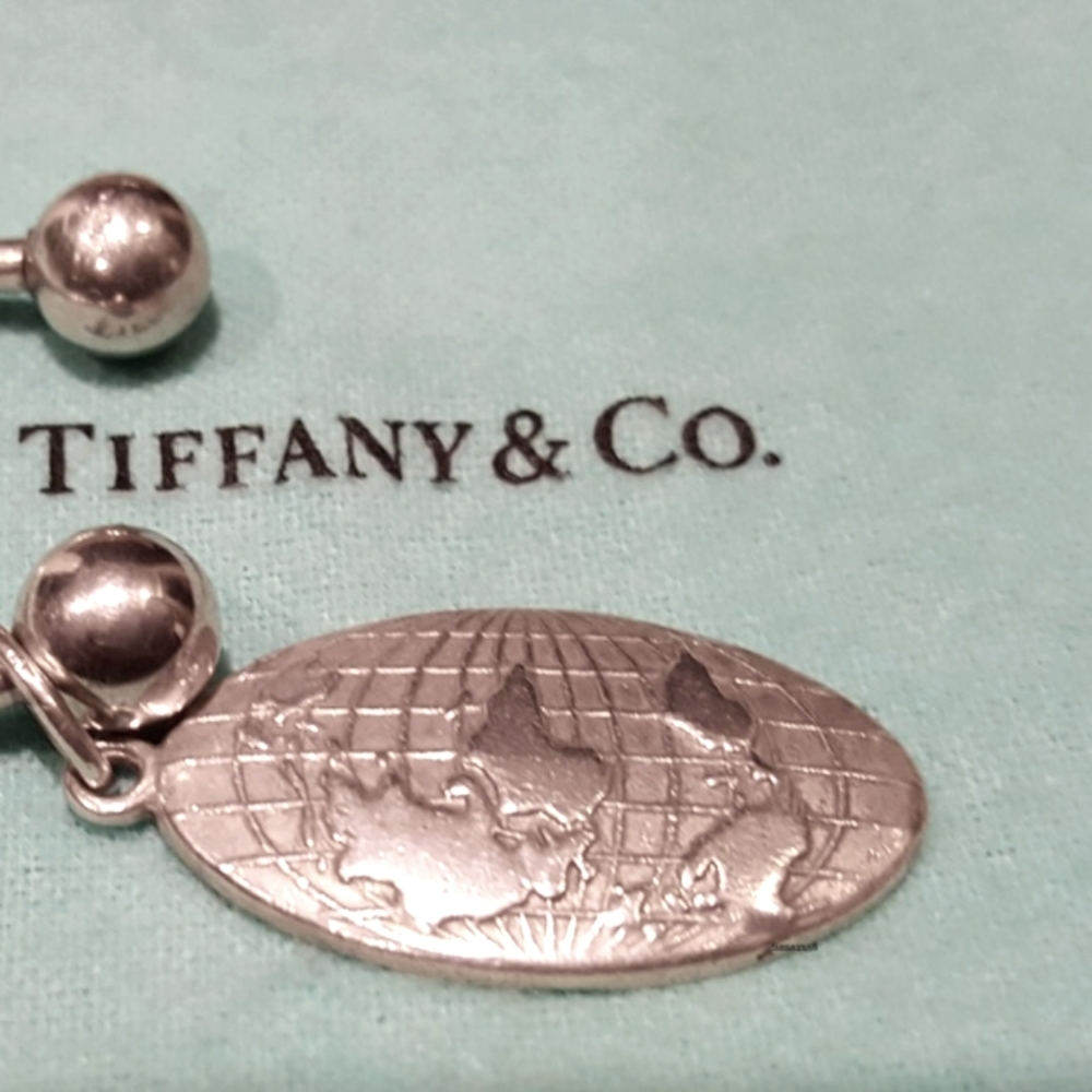 Tiffany & Co. 925 Sterling Silver Oval Globe Atlas Tag